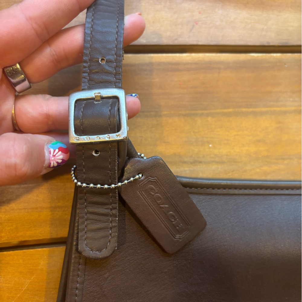 Dark Brown Leather Vintage Coach Crossbody Bag Silver Hardware - Picture 7 of 7